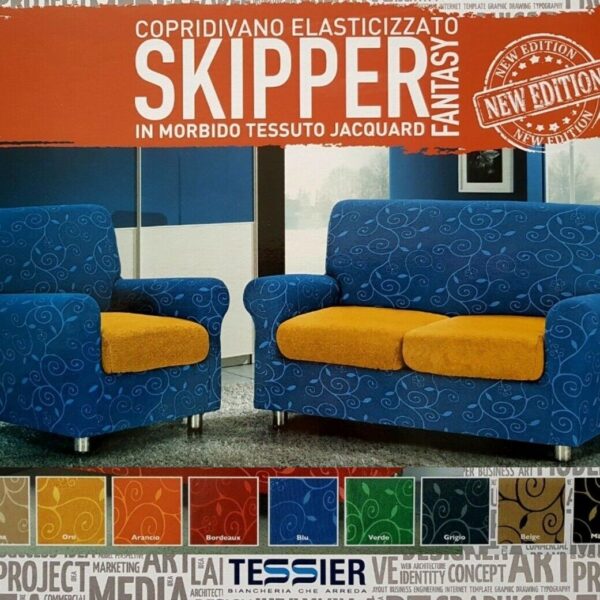 Copripoltrona/Copridivano 2-3-4 Posti Tessier Skipper Tessuto Elasticizzato Jacquard Copripoltrona/Copridivano 2-3-4 Posti Tessier Skipper Tessuto Elasticizzato Jacquard