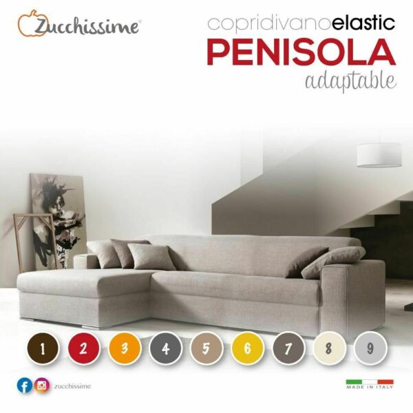 Copridivano Modellante Zucchissime 2-3-4 Posti Con Penisola Destra E Sinistra Copridivano Modellante Zucchissime 2-3-4 Posti Con Penisola Destra E Sinistra