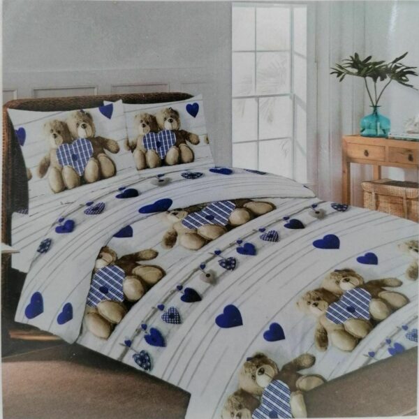 Completo Lenzuola Letto Matrimoniale In Flanella Stampa Digitale “Orsetto”