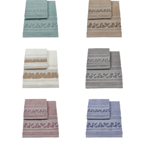 Set Asciugamani Bagno Vingi 1+1 “Joanna” Viso Ospite Ricamato 100% Spugna Cotone Set Asciugamani Bagno Vingi 1+1 “Joanna” Viso Ospite Ricamato 100% Spugna Cotone