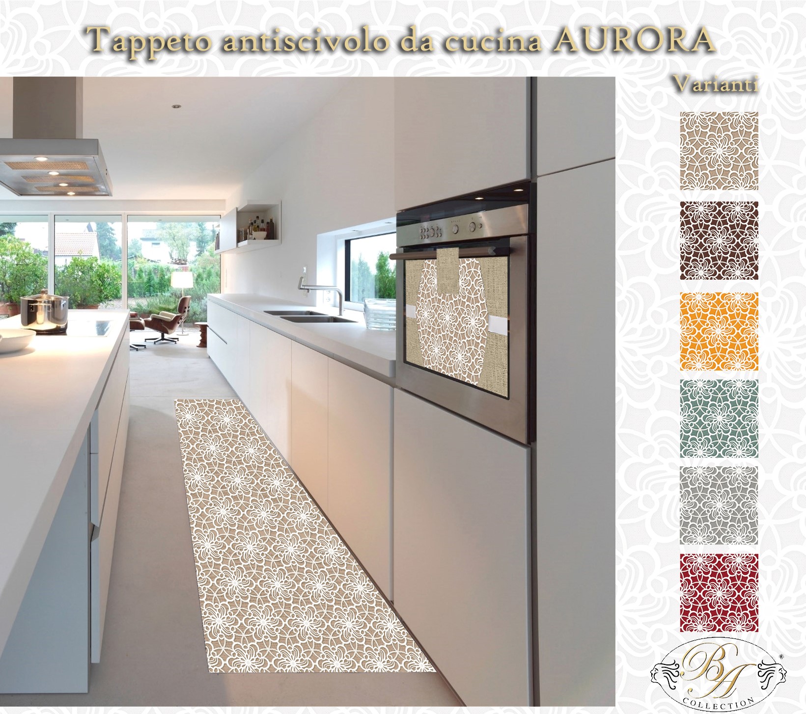 Tappeto Al Metro Passatoia Antiscivolo Da Cucina BA Collection Fantasia  Aurora – Italia Magazzini