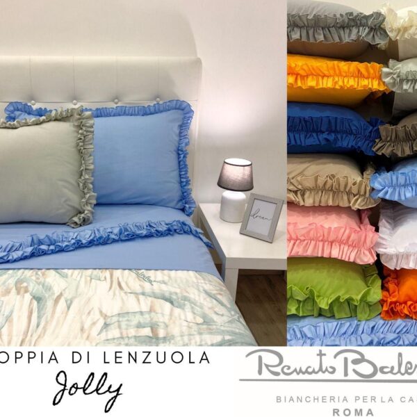 Completo Lenzuola Letto Matrimoniale Renato Balestra “Jolly” In Puro Cotone