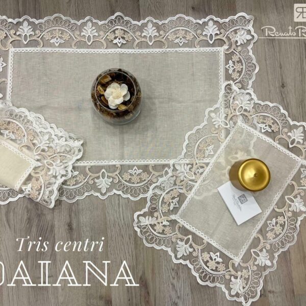 Completo Tris Centrini 3 Pezzi Renato Balestra “Daiana” Elegante Ricamato Completo Tris Centrini 3 Pezzi Renato Balestra “Daiana” Elegante Ricamato