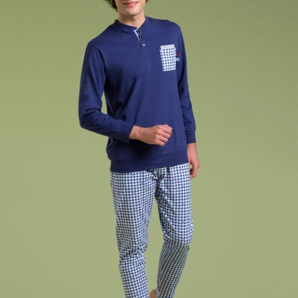 Pigiama Uomo Milk And Honey Manica Lunga Con Taschino In 100% Puro Cotone