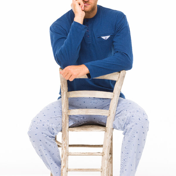 Pigiama Uomo Cotone 100% Estivo Primaverile Fresco Manica Lunga Con Taschino Pigiama Uomo Cotone 100% Estivo Primaverile Fresco Manica Lunga Con Taschino