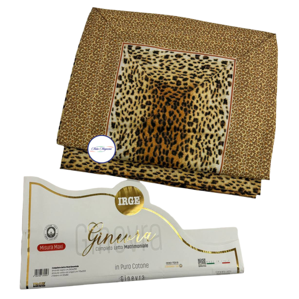 Completo Lenzuola Letto Matrimoniale Irge “Maculata” In Cotone 100% Stampato
