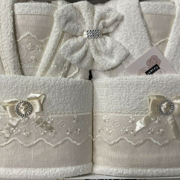 Set Completo Bagno Asciugamani Accappatoio 8pz Ferlen Loredana Made in Italy