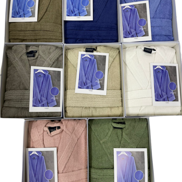 Accappatoio Vingi Monaco In Spugna Di Cotone 100% Unisex Uomo Donna Con Cappuccio