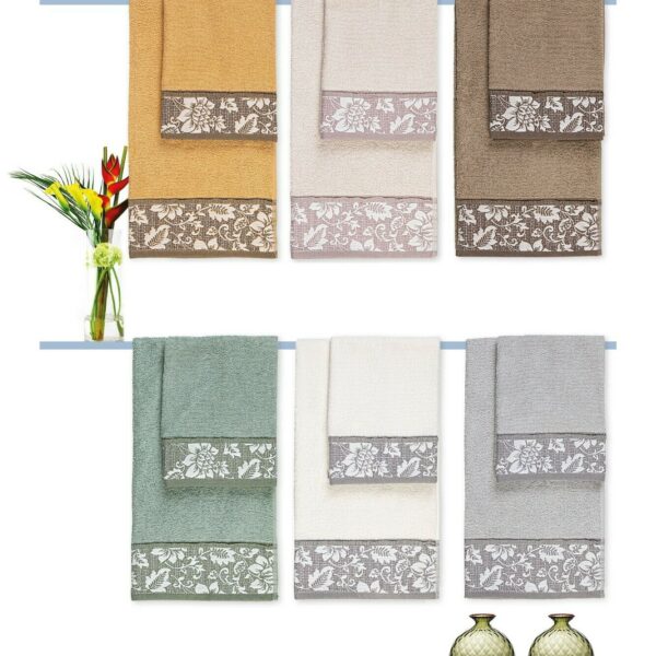 Set Asciugamani Vingi “Greta” 1+1 Viso E Ospite Spugna Cotone 100% Floreale Set Asciugamani Vingi “Greta” 1+1 Viso E Ospite Spugna Cotone 100% Floreale