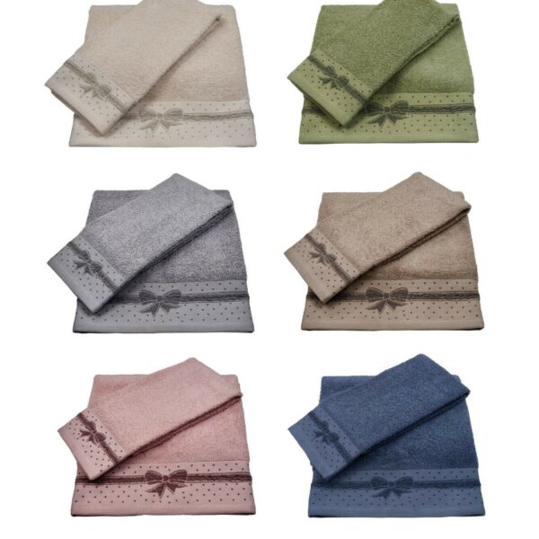Set Asciugamani Bagno Vingi Fiocco 3+3 Viso Ospite Spugna 100% Cotone Set Asciugamani Bagno Vingi Fiocco 3+3 Viso Ospite Spugna 100% Cotone