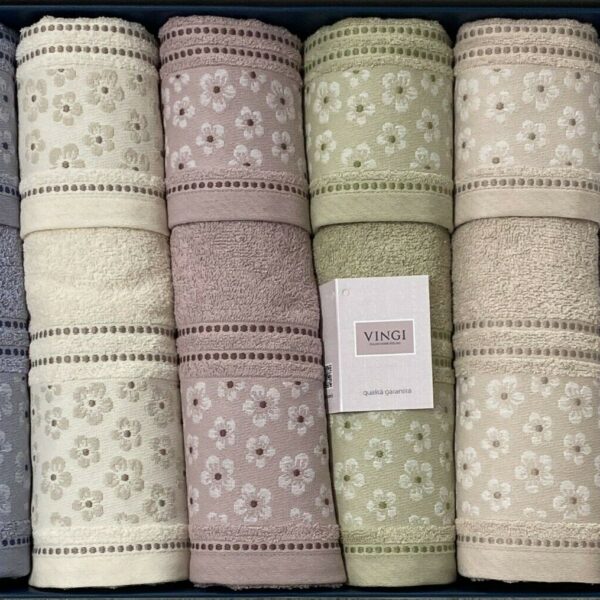 Set Asciugamani Bagno Vingi 6+6 Viso Ospite Ricamato 100% Spugna Cotone Floreale Set Asciugamani Bagno Vingi 6+6 Viso Ospite Ricamato 100% Spugna Cotone Floreale