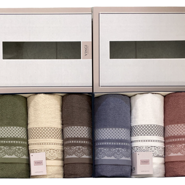 Set Asciugamani Bagno Vingi Floreale 3+3 Viso Ospite Spugna 100% Cotone Set Asciugamani Bagno Vingi Floreale 3+3 Viso Ospite Spugna 100% Cotone