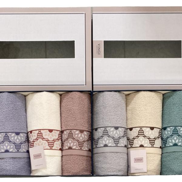 Set Asciugamani Bagno Vingi Floreale 3+3 Viso Ospite Spugna 100% Cotone Set Asciugamani Bagno Vingi Floreale 3+3 Viso Ospite Spugna 100% Cotone