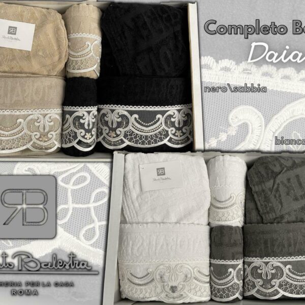Completo Bagno Renato Balestra “Daiana” 8 Pezzi In Spugna 100% Cotone