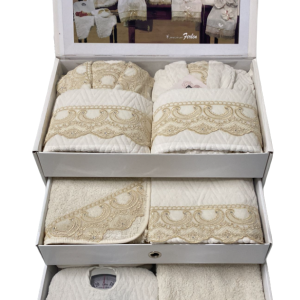 Set Completo Bagno Ferlen “Valentina” 25 Pezzi 100% Spugna Cotone Ricamato