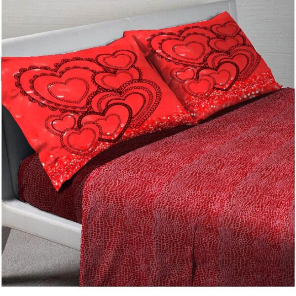 Completo Lenzuola Letto Matrimoniale Serio Tacchini Cuori In Microfibra