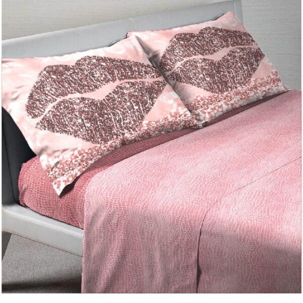 Completo Lenzuola Letto Matrimoniale Serio Tacchini Bacio In Microfibra