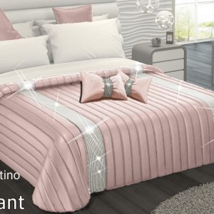 Trapuntino Copriletto Charro Letto Matrimoniale Con Balza Swarovski + 2 Cuscini