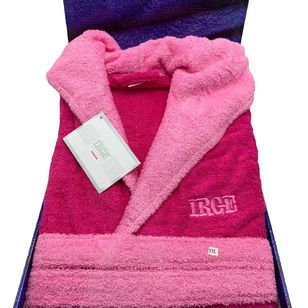 Accappatoio Uomo Donna Irge Bicolor Con Cappuccio 100% Spugna Di Cotone