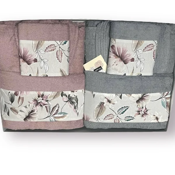 Set Completo Bagno Accappatoio Asciugamani Ferlen Melania 8 Pezzi Made In Italy