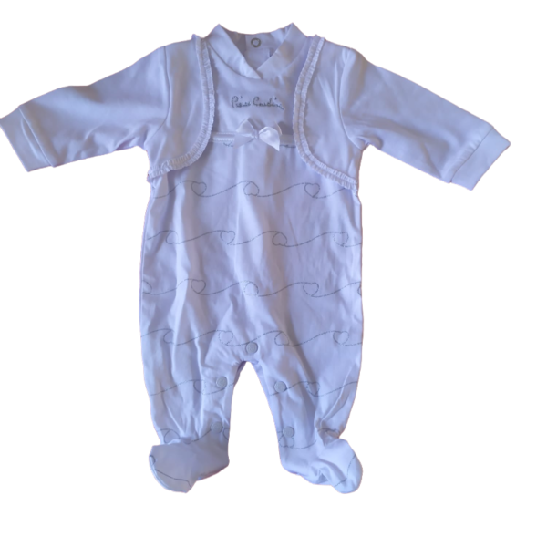 Tutina Intera Prima Nascita In Cotone “Pierre Cardin” Neonata Baby Femminile