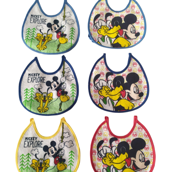 Set 6 Bavaglini Piccoli In Spugna Neonato Disney Mickey Mouse Retro In PVC