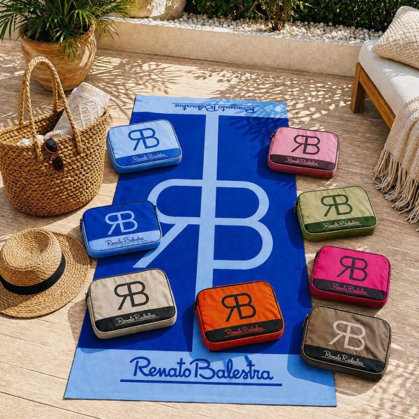 Telo Mare Spiaggia in Microfibra con Pochette Abbinata Renato Balestra 90×170 cm Stampa Digitale