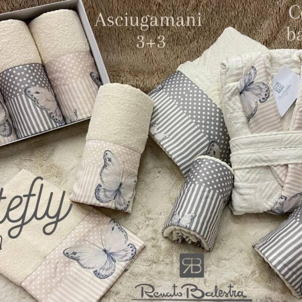 Set Asciugamani Bagno Renato Balestra Butterfly 3+3 Viso Ospite Spugna Cotone Set Asciugamani Bagno Renato Balestra Butterfly 3+3 Viso Ospite Spugna Cotone