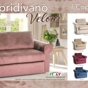 Copridivano In Velluto 2-3-4 Posti Tinta Unita Marta Marzotto Elasticizzato