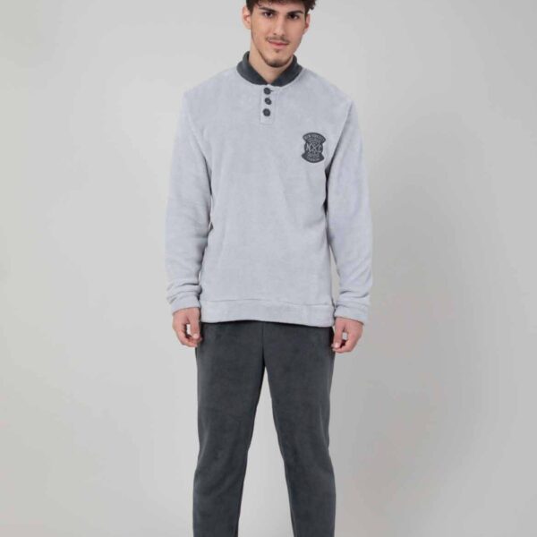 Pigiama Uomo Manica Lunga “NYC” Invernale In Caldo Coral Con Bottoni