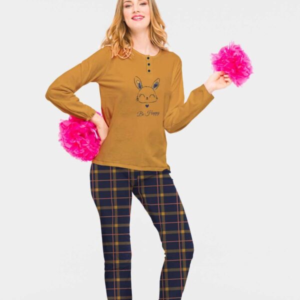 Pigiama Donna Manica Lunga “Cutie” Intelock 100% Caldo Cotone Con Bottoni