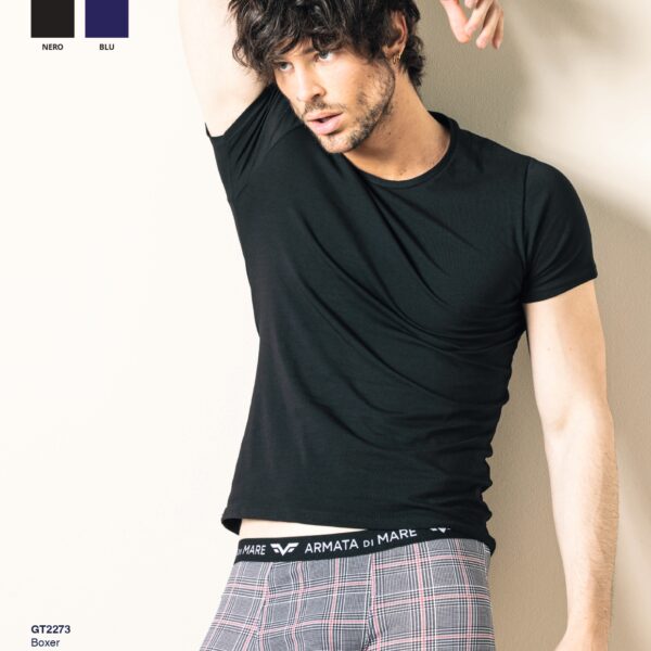 Coordinato Uomo Armata Di Mare T-shirt Girocollo Manica Corta + Boxer In Cotone