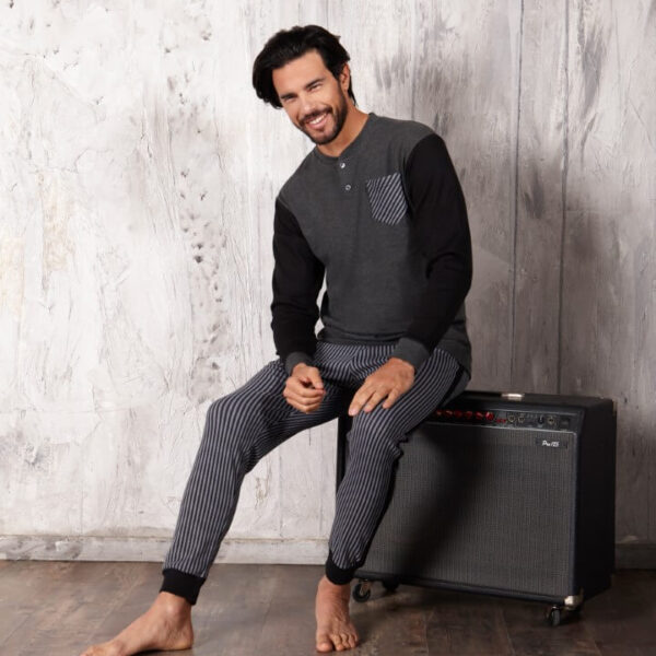 Pigiama Uomo Manica Lunga Exclusive In Caldo Cotone Interlock Con Taschino