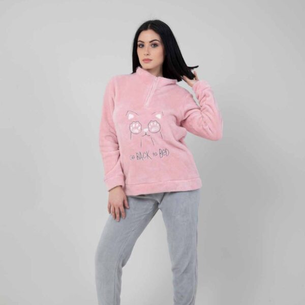 Pigiama Donna Manica Lunga “Back to Bed” Invernale In Caldo Coral Con Cerniera