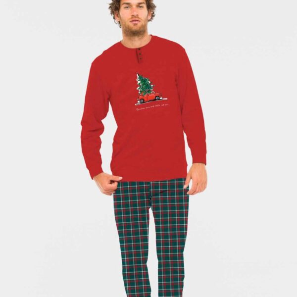 Pigiama Uomo Manica Lunga “Christmas Tree” Interlock 100% In Stampa Natalizia
