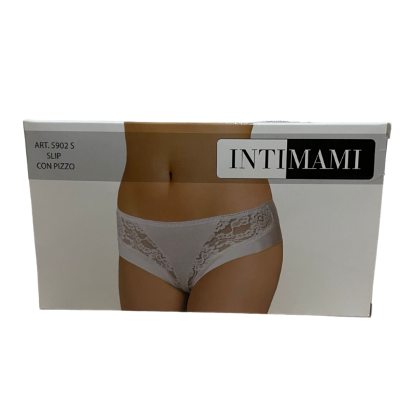 3/6 Slip Intimo Donna A Vita Alta Intimami Con Pizzo Floreale In Tinta Unita