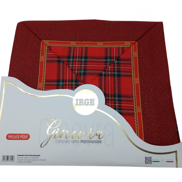 Completo Lenzuola Letto Matrimoniale Irge Tartan Cotone 100% Stampa Scozzese