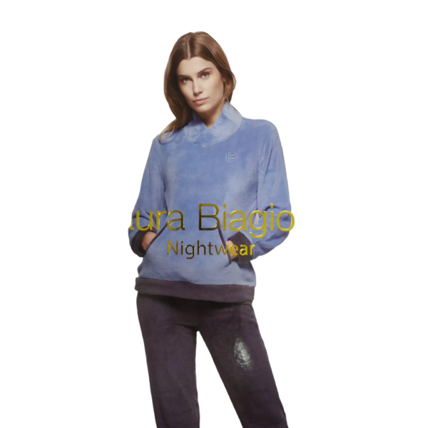 Pigiama Donna Manica Lunga Laura Biagiotti Invernale In Caldo Coral Con Tasche