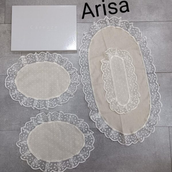 Completo Set Tris Centri Centrini 3 Pezzi Runner Centri Con Pizzo In Macramè Completo Set Tris Centri Centrini 3 Pezzi Runner Centri Con Pizzo In Macramè