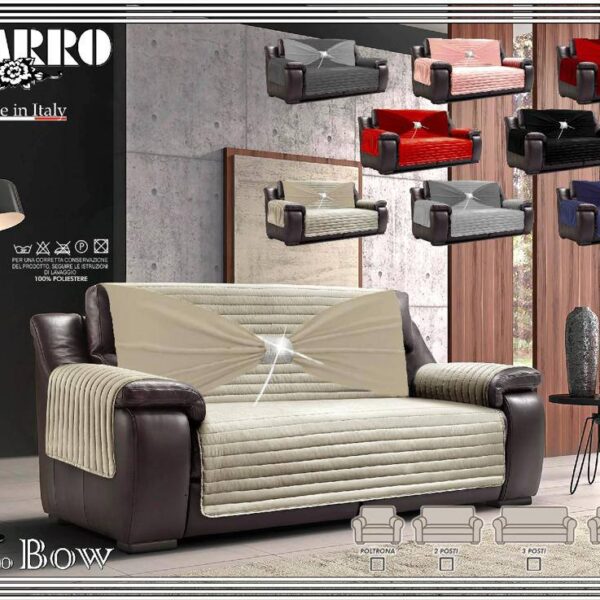 Salvadivano Copridivano Charro Per 2-3 Posti Tinta Unita Con Fascia A Fiocco