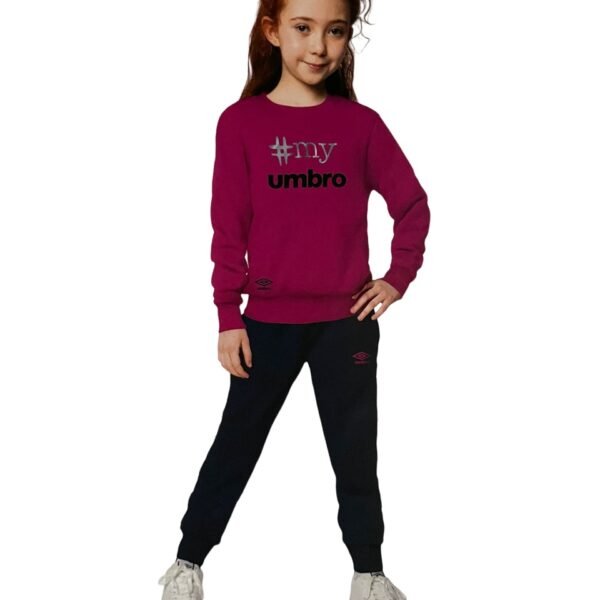Tuta Umbro Bambina In Cotone Felpato 100% Sportiva Invernale Con Felpa Girocollo