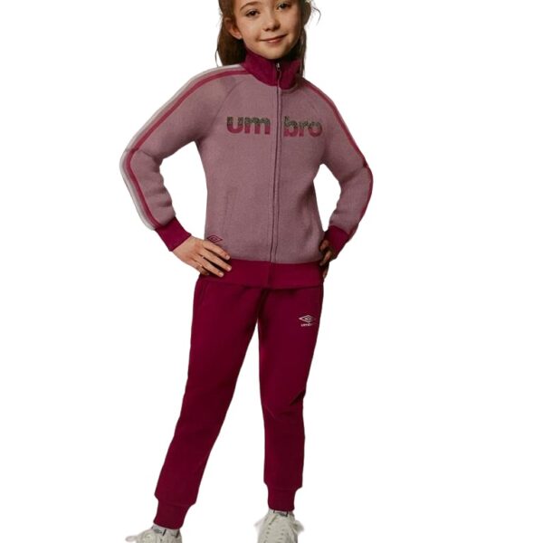Tuta Umbro Bambina In Cotone Felpato 100% Sportiva Invernale Chiusura Con Zip