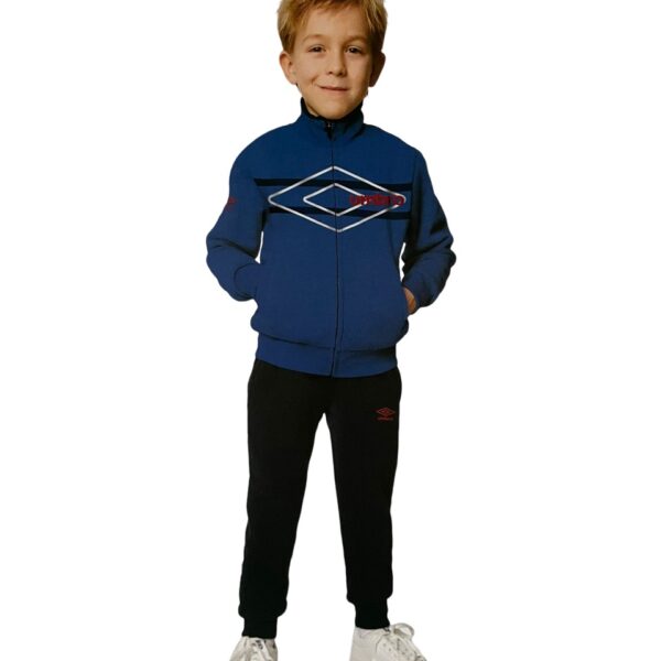 Tuta Umbro Bambino In Cotone Felpato 100% Sportiva Invernale Chiusura Con Zip