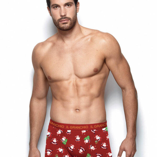 Boxer Uomo Rosso “Il Granchio” Natalizio Disegno Babbo Natale Cotone Elasticizzato