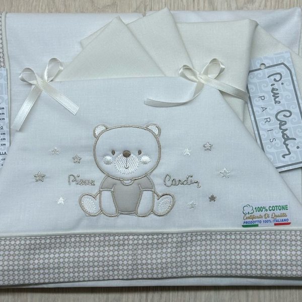 Compose’ Lenzuola Lettino Pierre Cardin Ricamato In Puro Cotone 100%