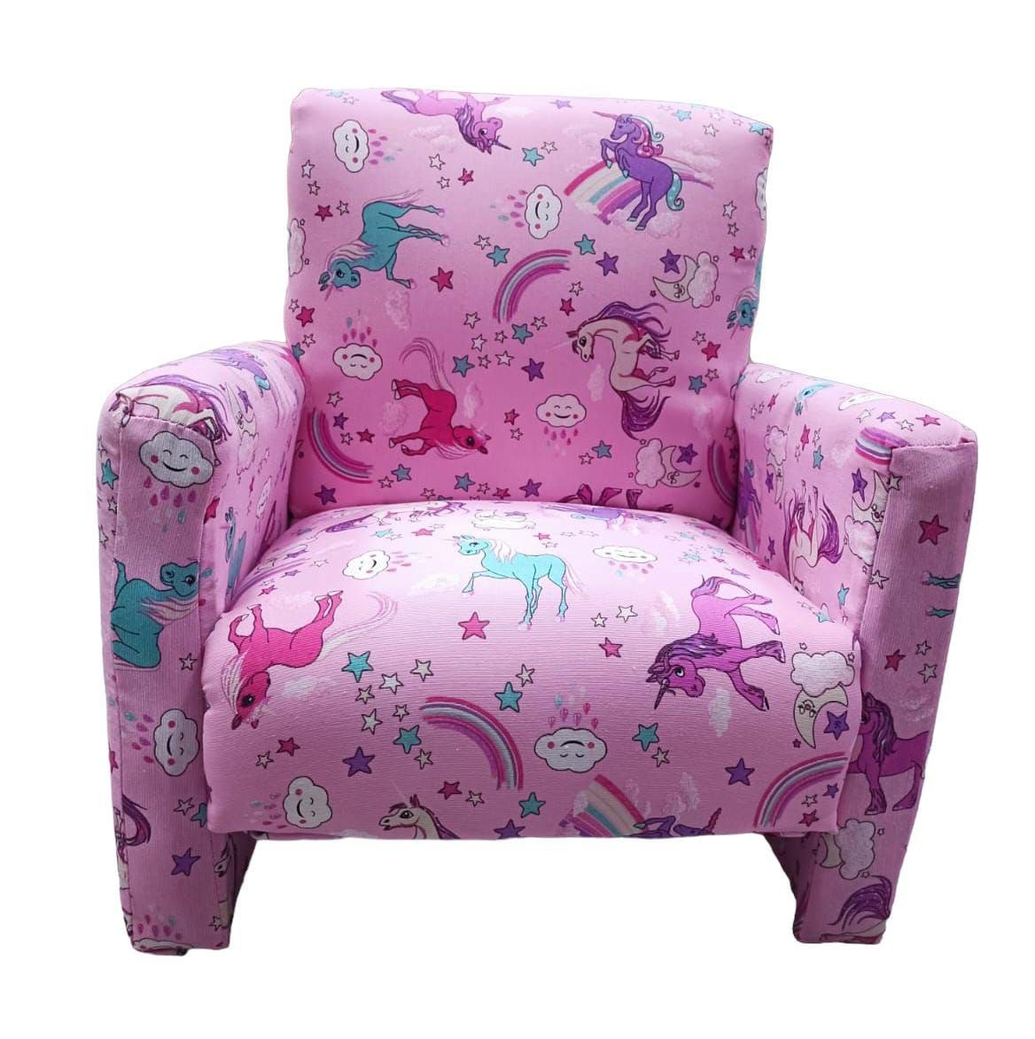 Poltrona Sedia Poltroncina Con Stampa Unicorni Per Bambina Made In