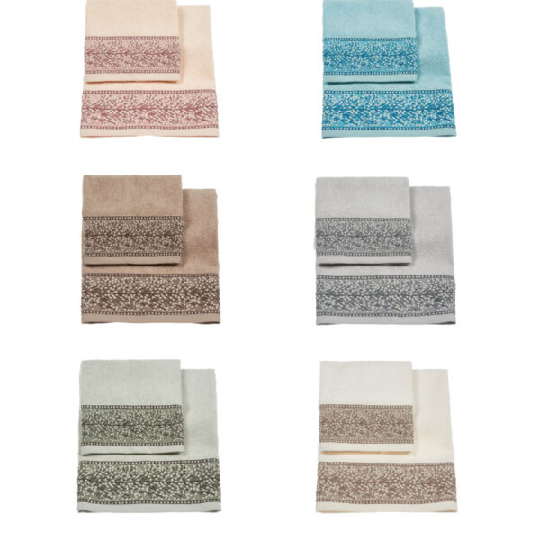 Set Asciugamani Bagno Vingi 6+6 “Mimosa” Viso Ospite Ricamato 100% Spugna Cotone Set Asciugamani Bagno Vingi 6+6 “Mimosa” Viso Ospite Ricamato 100% Spugna Cotone