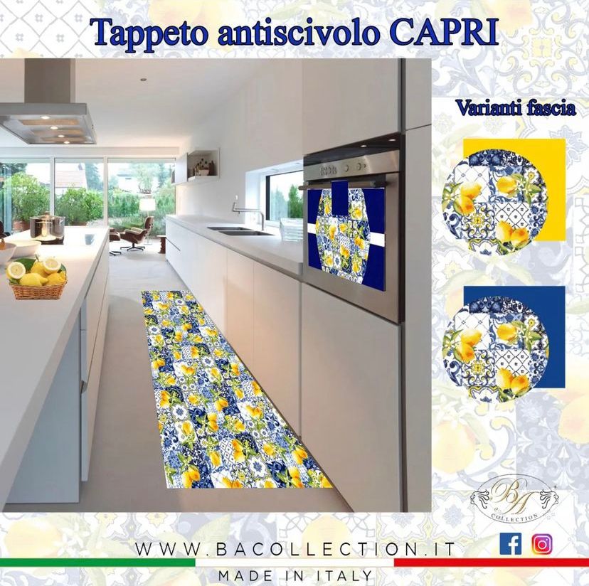 Tappeto Al Metro Passatoia Antiscivolo Da Cucina BA Collection Fantasia  Capri – Italia Magazzini