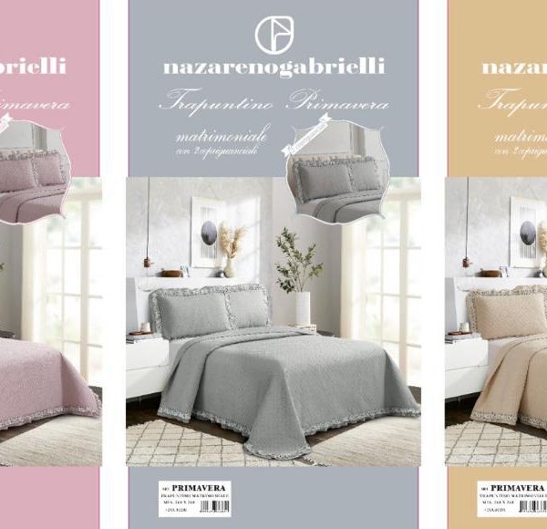 Trapuntino Nazareno Gabrielli Matrimoniale Tinta Unita+2 Federe Copriguanciali