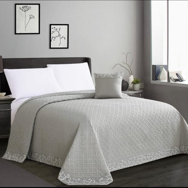 Trapuntino Nazareno Gabrielli Matrimoniale Tinta Unita Con Balza +Cuscino Arredo